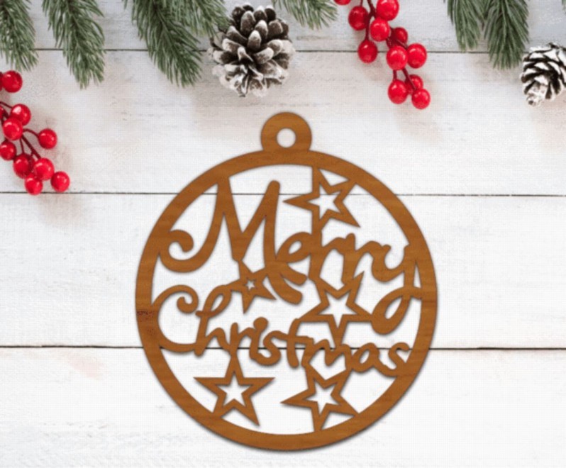 DŘEVĚNÁ VÁNOČNÍ VLOČKA - Merry Christmas Tree Decoration - Kliknutím na obrázek zavřete